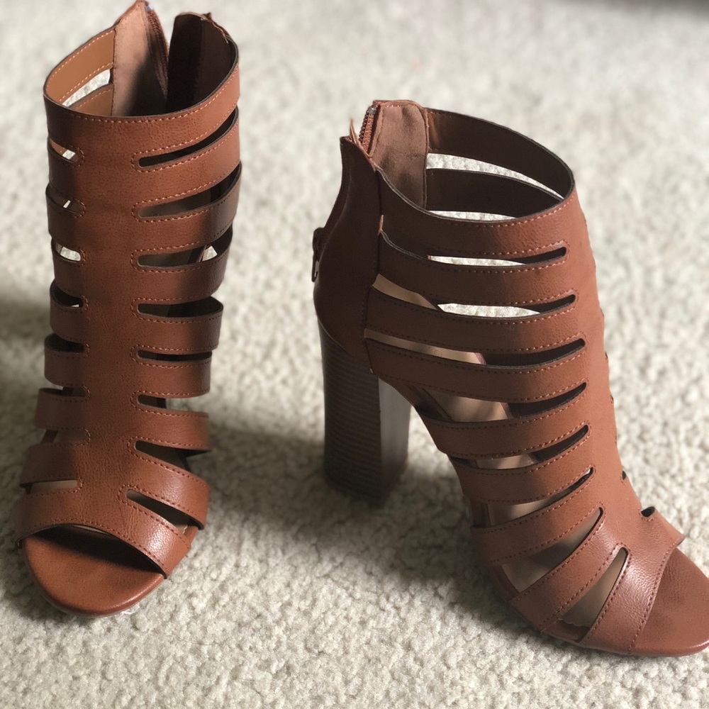 Brown wedge heels